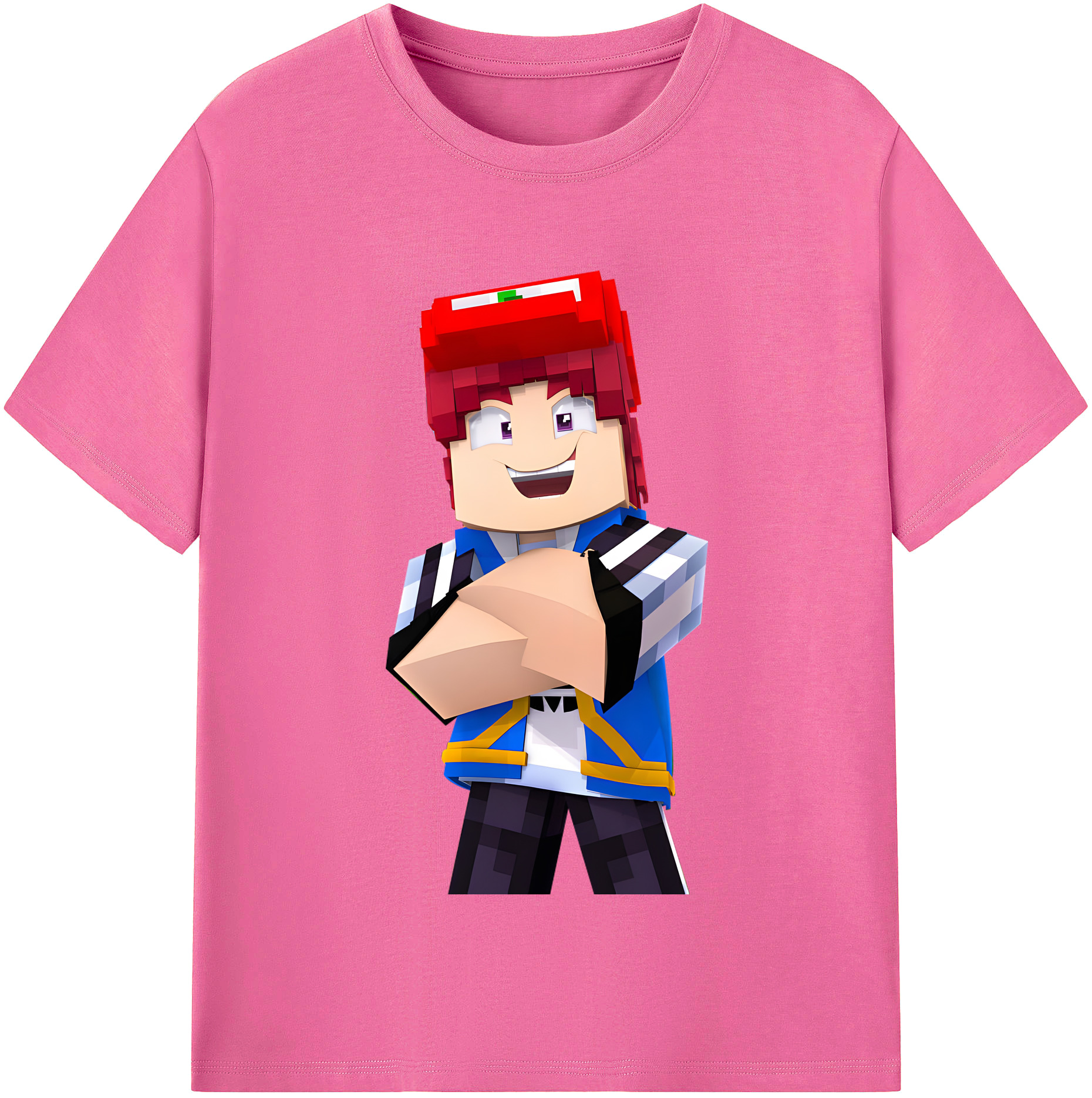 （画像用） マインクラフト ブロックの世界 Minecraft MC Block world レディースカジュアルプリントTシャツ（綿100％）